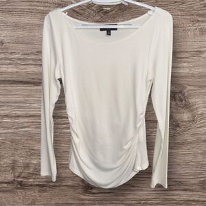 Banana Republic Factory Long sleeve ecru ruched top- size medium- VGUC